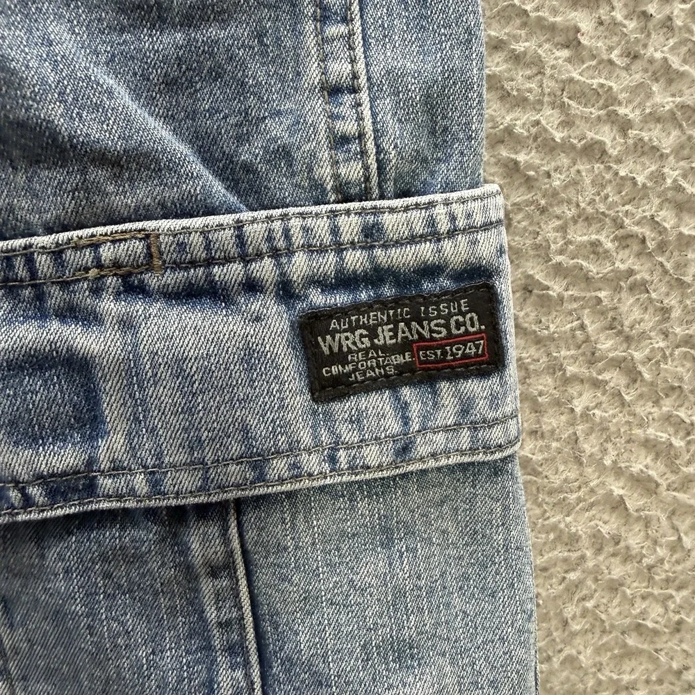 Vintage Wrangler‎ Shorts Mens 36 Blue Denim Cargo Jorts Workwear Grunge Y2K